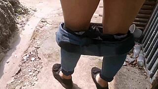 Taking perverted cousin behind house for rough anal fuck