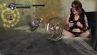 S sexy Bimbo Uses Lovense During Gaming Session Playing Bayonetta Episode 4