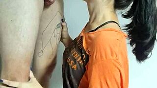 Girlfriend enjoys a deep moment with Wellington Prado's impressive member.