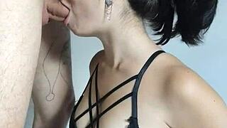 Girlfriend enjoys a deep moment with Wellington Prado's impressive member.