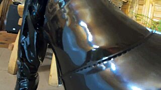 is milfycalla giving a deep blowjob in fur coat and shiny boots?