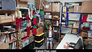 ginger teen caught stealing electronics punished with hard fucking