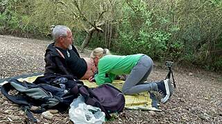 Excursion with my stepbrother - blowjob on the mountain - cum in mouth