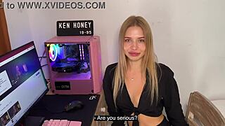 blonde girl teases you on camera with cute moves 😘