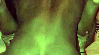 Shemale by a big ass contrasts with monster cock in hardcore fucking