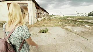 risky public encounter girl meets stranger in abandoned spot