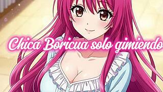 Boricua moans softly in solo masturbation