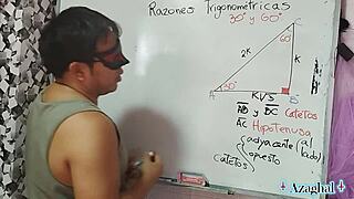 Asian Teacher Teaches Nerd Student Math