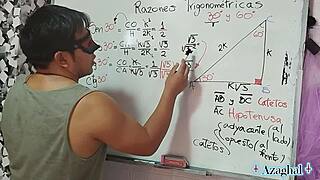 Asian Teacher Teaches Nerd Student Math