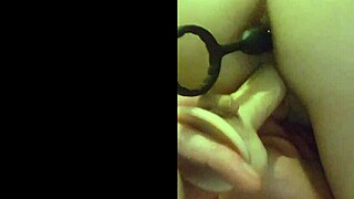 Babe double penetrated with toys gets pussy licked 😈