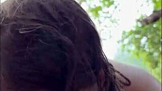 Horny Teen In Bikini Gives Oily Titjob And Sucks Dick On Public Beach!