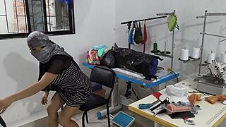 so this indian seamstress was masturbating in the clothing workshop, it was wild