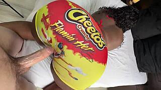 White Guy Enjoys Big Ass Black Girl Through Hole in Tight Yoga Pants