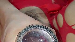 That wet pussy squirts all over the coke bottle