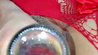 That wet pussy squirts all over the coke bottle