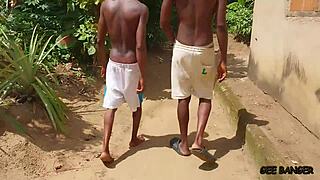 Village Amateur in the Kitchen with Two Long Dicks!