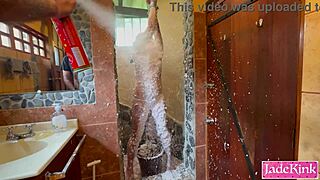 Punishing the cheating slave! Humiliated her with foam and body writing!