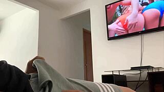 I thought I was alone, but my stepmother was watching me masturbate in the living room.