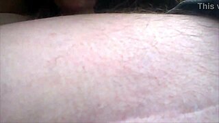 Young woman strips in car for oral and cum