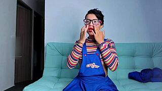 Girl With Glasses Delivers Intense Deepthroat Action