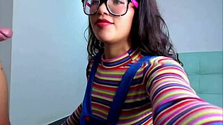 Girl With Glasses Delivers Intense Deepthroat Action