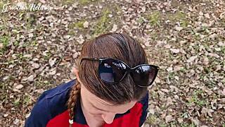 Shy Russian Girl Delivers Slobbery Blowjob On First Date In Woods