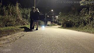 Street Blowjob with Police Watching Nearby