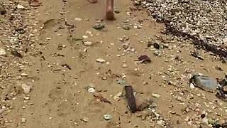 hey, check out this sexy asian wife with big tits nude on the beach