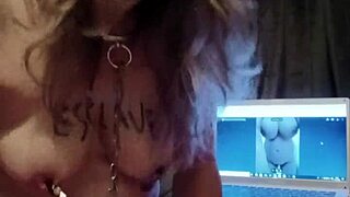 slave girl teasing her pussy with pics of her own slave, bondage dirty talk and handjob fun 😈🔥