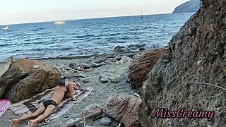 2 flashing my pussy in front of a guy in public beach and he helps me squirt - its very risky - misscreamy