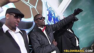 ebony ana foxxx enjoys interracial gangbang.