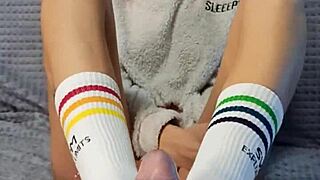 dirty step sister bought socks special to tease my dick?