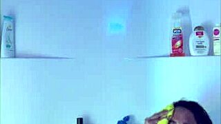 i was bathing in the homemade amateur shower, my ebony black skin getting wet, but i made a error and slipped on the soap, oops