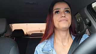 Naughty App Driver Catches Endowed Passenger Masturbating Behind Her!