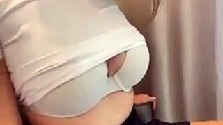 Stepmom intensely flashes bra in short skirt.