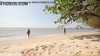 Caribbean Naked Girl at the Beach Gets Her Ass Touched by a Stranger After Shower