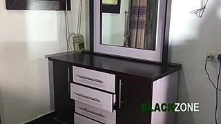 this tiny tit african amateur gets fucked from behind in the bedroom