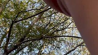 Teen couple fucks in jungle, bent over for anal and doggystyle