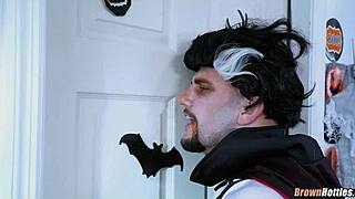 Halloween glory hole adventure with black teen hottie, so wild.