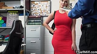 Super curvy Vanessa Cage rides horny officer at work