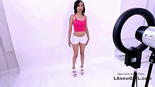 petite brunette teen fucked hard during modeling casting on sofa