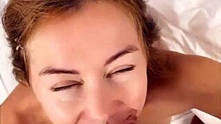 Petite blonde wakes to dick in pussy morning facial