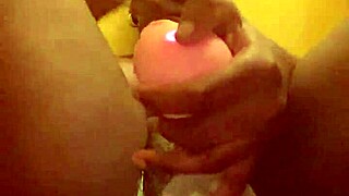 ebony amateur rips clothes for extreme toy masturbation