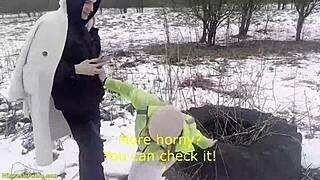my girlfriend's horny public deepthroat and doggystyle pounding got so wild in the snow... 😈