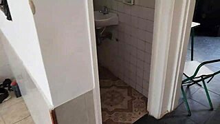 fucking the service employee in bathroom sneaky with big tits and ass bouncing