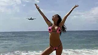 Monika Fox Poses Bikini Big Tits Beach Tattoo Milf