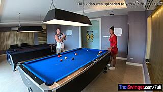 Amateur Couple Plays Pool Then Fucks Passionately! Big Tits Bounce in Doggystyle