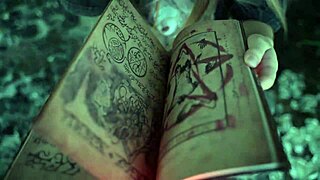 Conjuring wet pussy orgasm with evil book