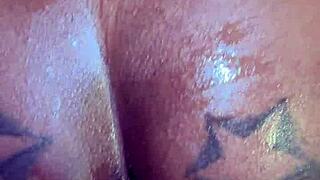 Suggestive living room romp turns into bent over anal pounding