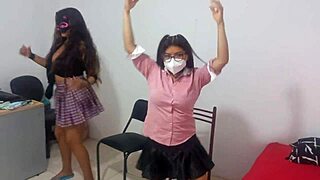 18 year old student slut and friend dance in lingerie to tease boyfriends